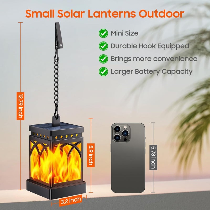 KOOPER 4 Pack Solar Lanterns Outdoor Waterproof, Upgraded Flickering Flame Modes + Constant Modes Hanging Solar Lantern Lights for Outside, Lanterns Decorative Outdoor for Garden Table Yard Tree Decor - Image 2